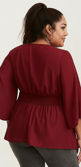 NWT Torrid Button Front Smocked Babydoll Blouse - Picture 3 of 3